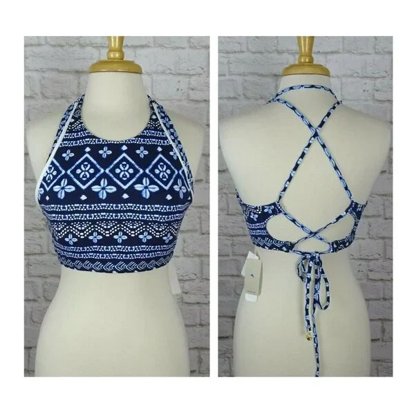 TOMMY BAHAMA Swim Top Bra Cowrie Reversible High Neck NWT M - Picture 3 of 11